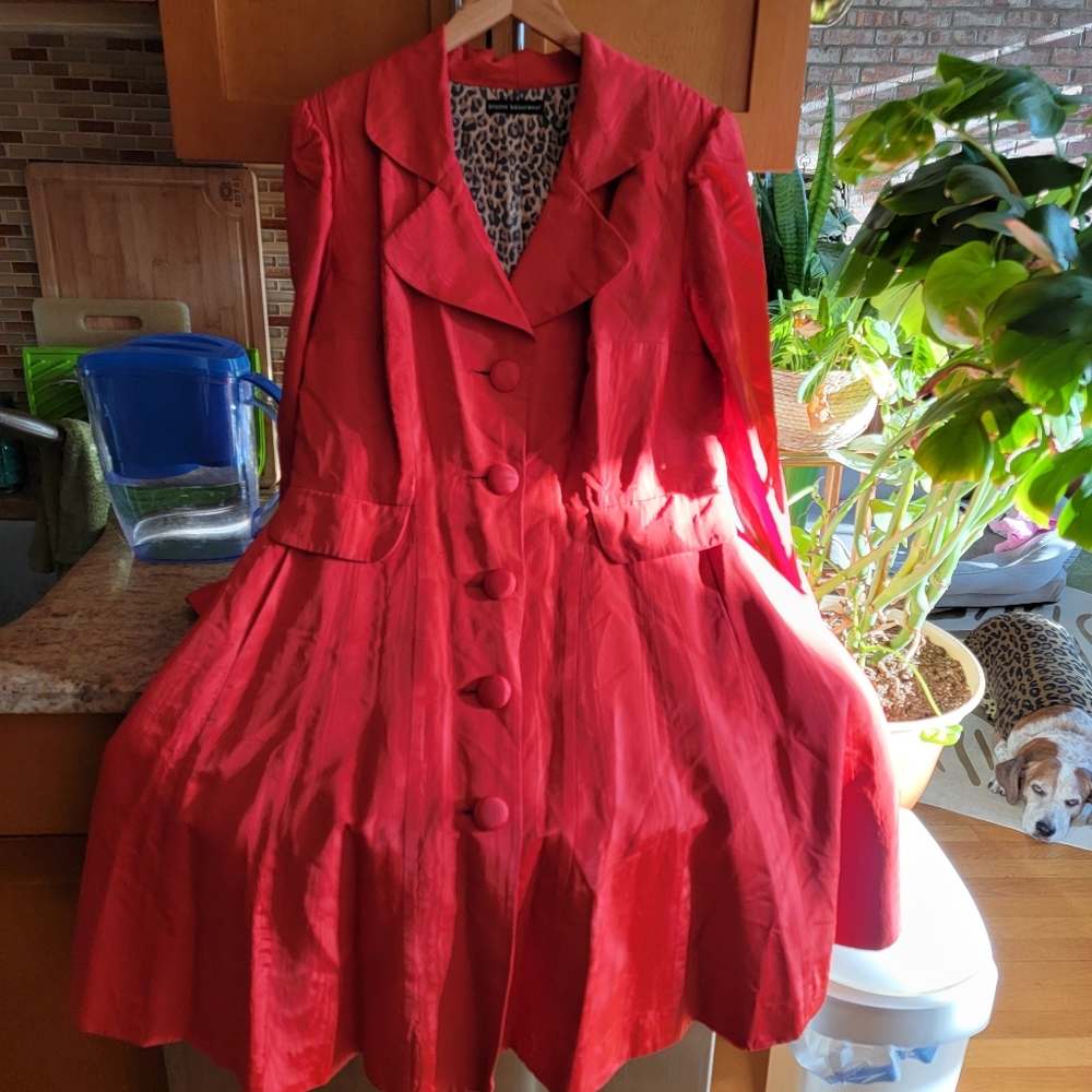 Red Flared Skirt Coat